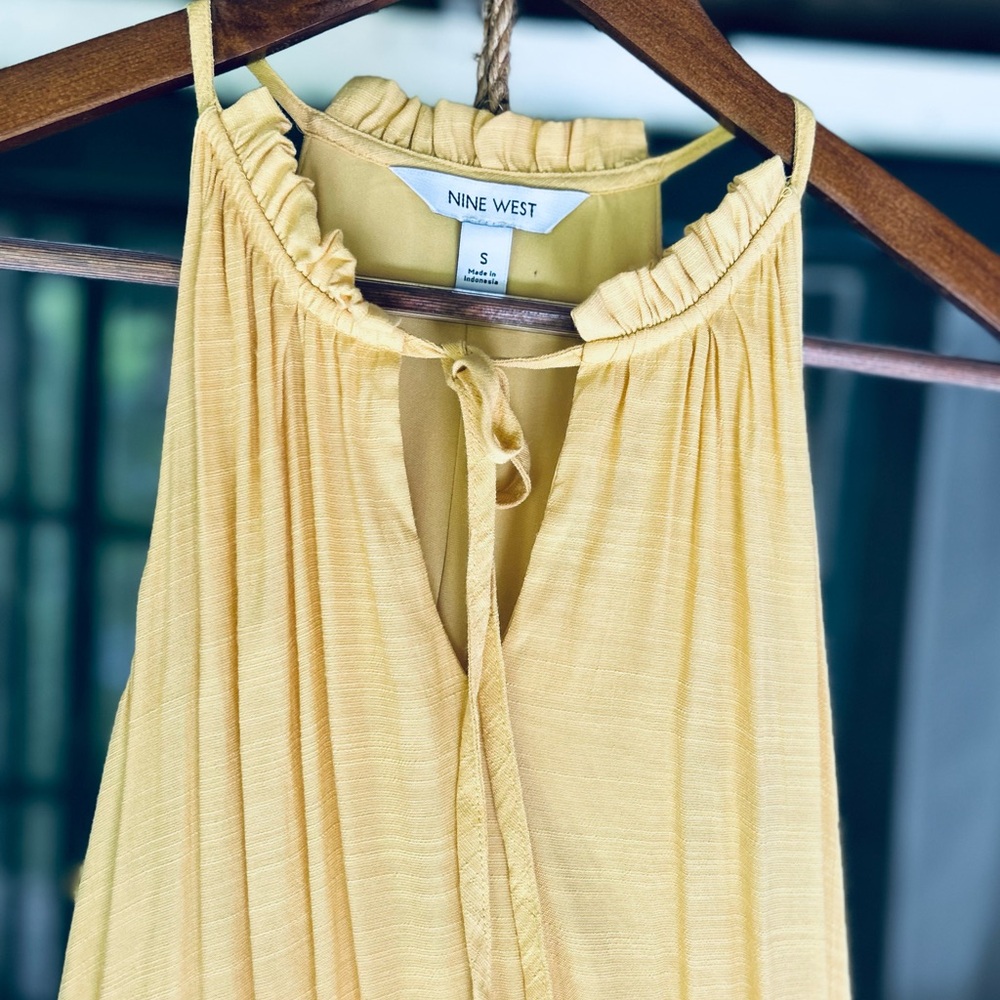 Nine West Light Yellow, floor length, flowy long dress.